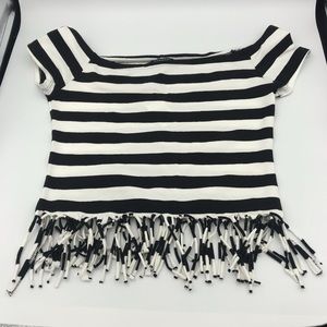 Express |  cropped & fringed striped top